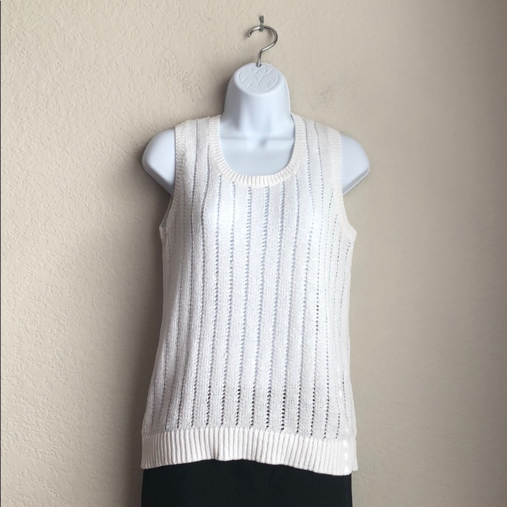 Ann Taylor LOFT White Knit Pullover Vest